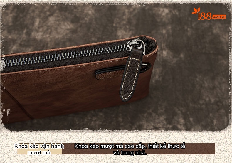 Ví Cầm Tay Nam Da Bò Phong Cách Retro, Túi Đựng Điện Thoại, Dung Tích Lớn Màu Nâu, Xanh Dương chi tiết 16