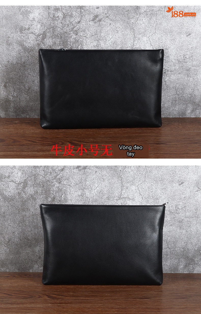 Ví Cầm Tay Nam Da Cừu Dáng Ngang Túi Clutch Khóa Kéo Phong Cách Công Sở Màu Đen chi tiết 12