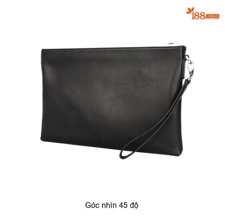 Ví Cầm Tay Nam Da Cừu Dáng Ngang Túi Clutch Khóa Kéo Phong Cách Công Sở Màu Đen chi tiết 14
