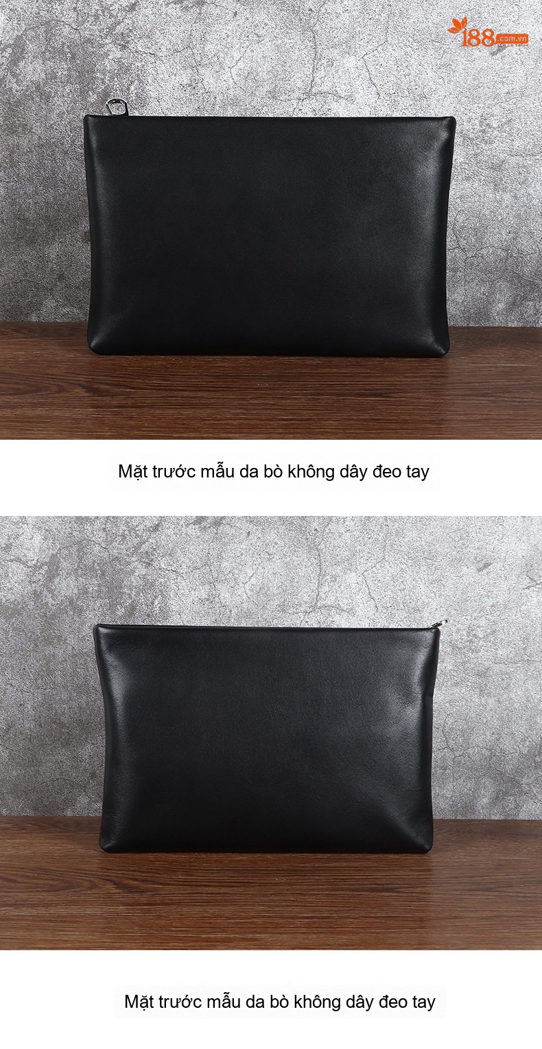Ví Cầm Tay Nam Da Cừu Dáng Ngang Túi Clutch Khóa Kéo Phong Cách Công Sở Màu Đen chi tiết 15