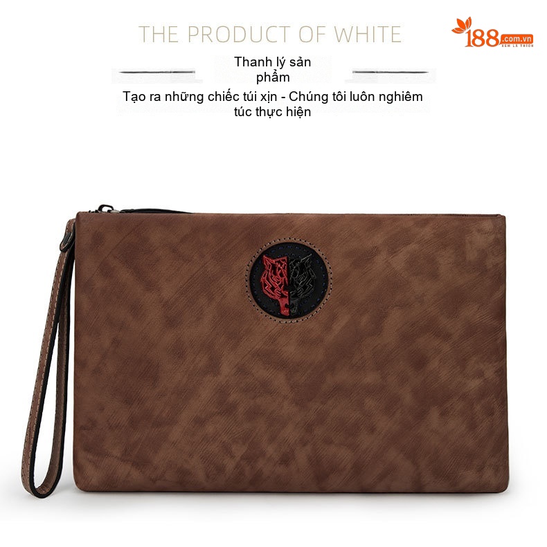 Ví Cầm Tay Nam Da Thật Phong Cách Retro Hàn Quốc, Túi Clutch Da Bò Lớn Màu Nâu, Đen chi tiết 7