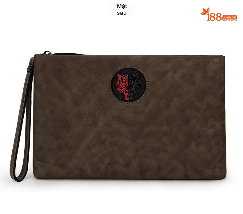 Ví Cầm Tay Nam Da Thật Phong Cách Retro Hàn Quốc, Túi Clutch Da Bò Lớn Màu Nâu, Đen chi tiết 12