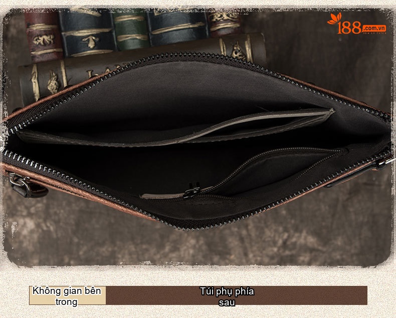 Ví Cầm Tay Nam Da Thật Phong Cách Retro Túi Đựng Tài Liệu Clutch Da Nam Màu Nâu, Xanh Đen chi tiết 21