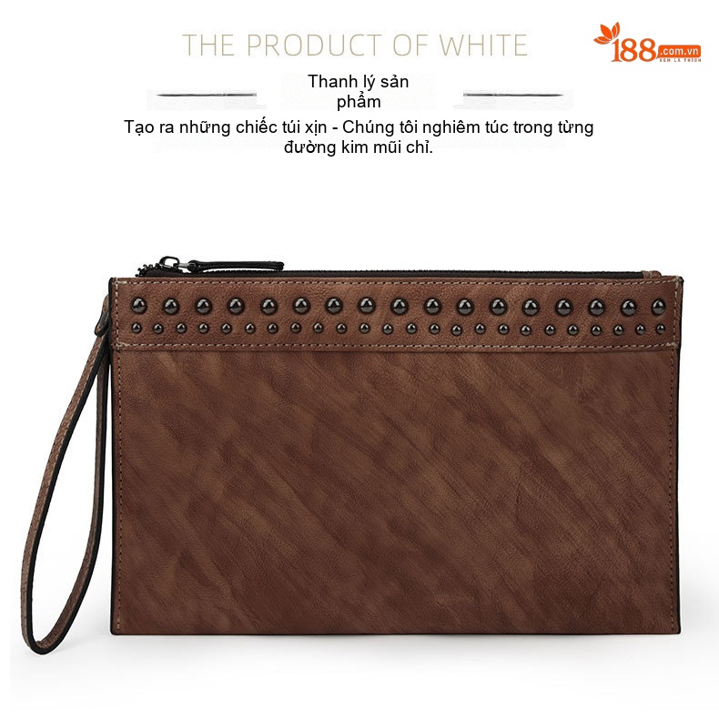 Ví Cầm Tay Nam Da Thật Phong Cách Retro Túi Đựng Tài Liệu Clutch Da Nam Màu Nâu, Xanh Đen chi tiết 7