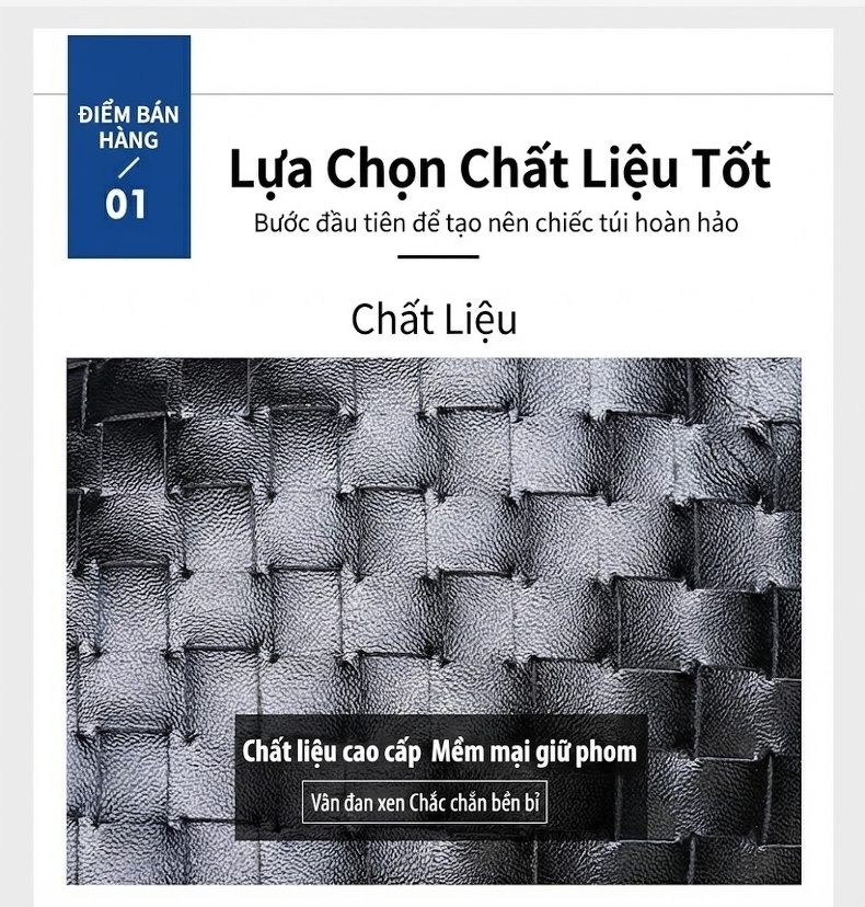 Ví Cầm Tay Nam Da Thật Thời Trang Đan Lưới Màu Đen chi tiết 4