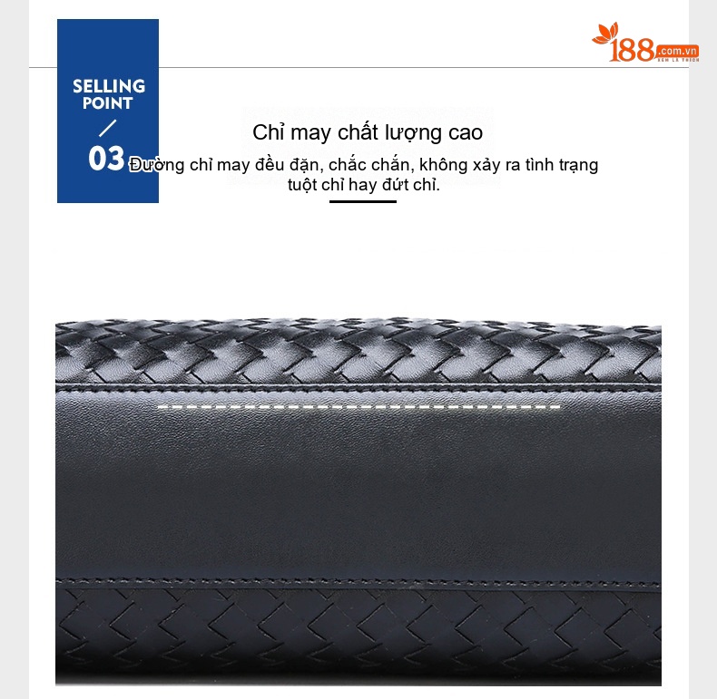 Ví Cầm Tay Nam Da Thật Thời Trang Đan Lưới Màu Đen chi tiết 6