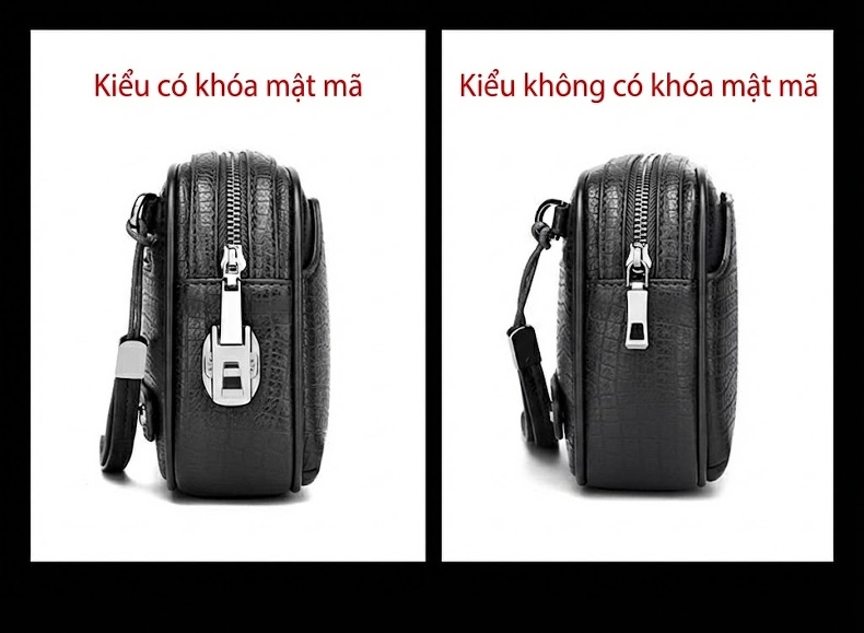 Ví Cầm Tay Nam Khóa Số Chống Trộm Da Mềm Vân Đá Lớn Đựng Tiền Điện Thoại Màu Đen, Nâu chi tiết 10
