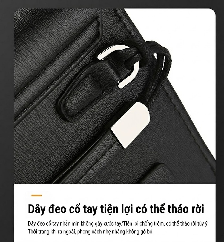 Ví Cầm Tay Nam Khóa Số Vân Cá Sấu Da Mềm chi tiết 11