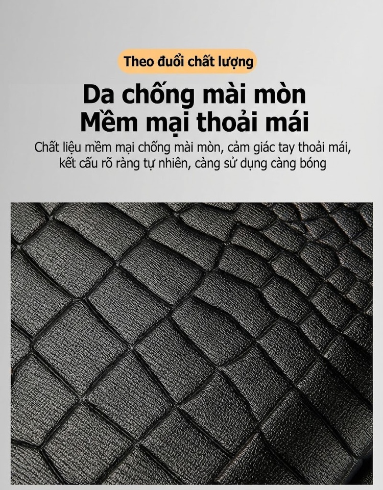 Ví Cầm Tay Nam Khóa Số Vân Cá Sấu Da Mềm chi tiết 13