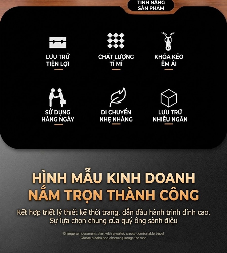 Ví Cầm Tay Nam Nhiều Ngăn Da Mờ Khóa Số Chống Trộm Màu Đen, Nâu chi tiết 2