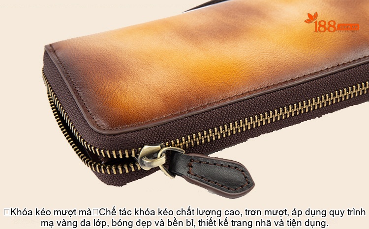Ví Cầm Tay Nữ Da Bò Khóa Kéo Dáng Dài In Hoa Văn Phong Cách Âu Mỹ Màu Nâu, Hồng, Vàng, Tím... chi tiết 19