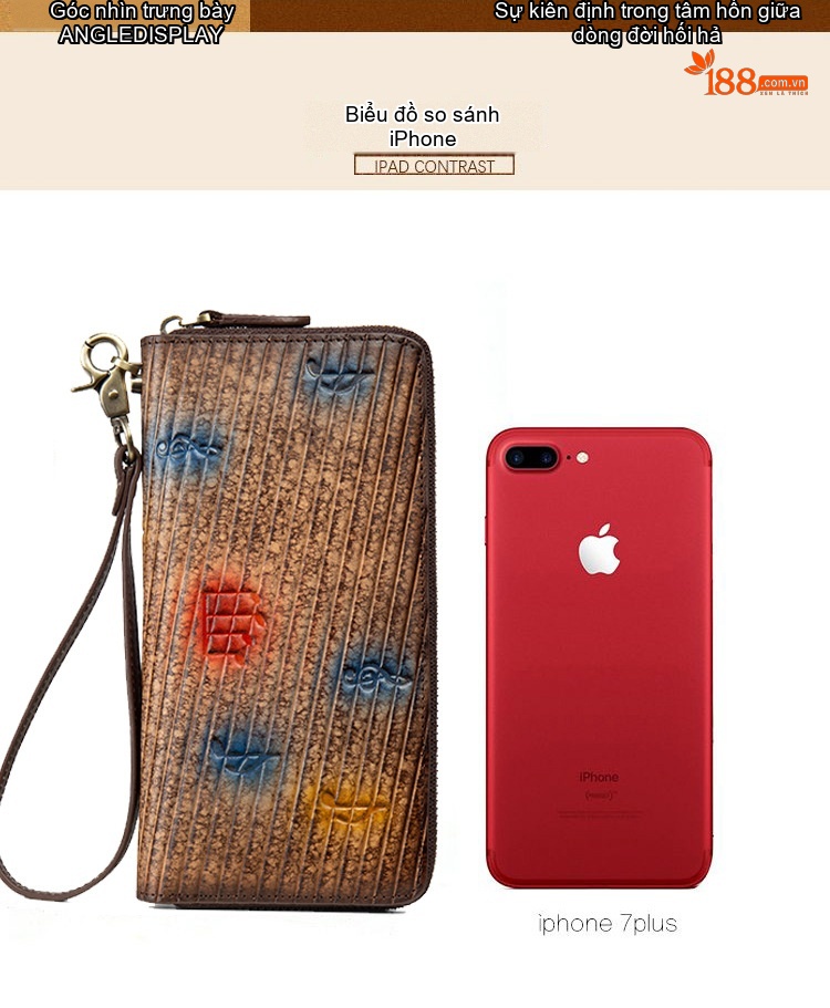 Ví Cầm Tay Nữ Da Bò Nguyên Tấm Dáng Dài Khóa Kéo Phong Cách Retro Màu Nâu, Xanh Dương, Xám... chi tiết 13