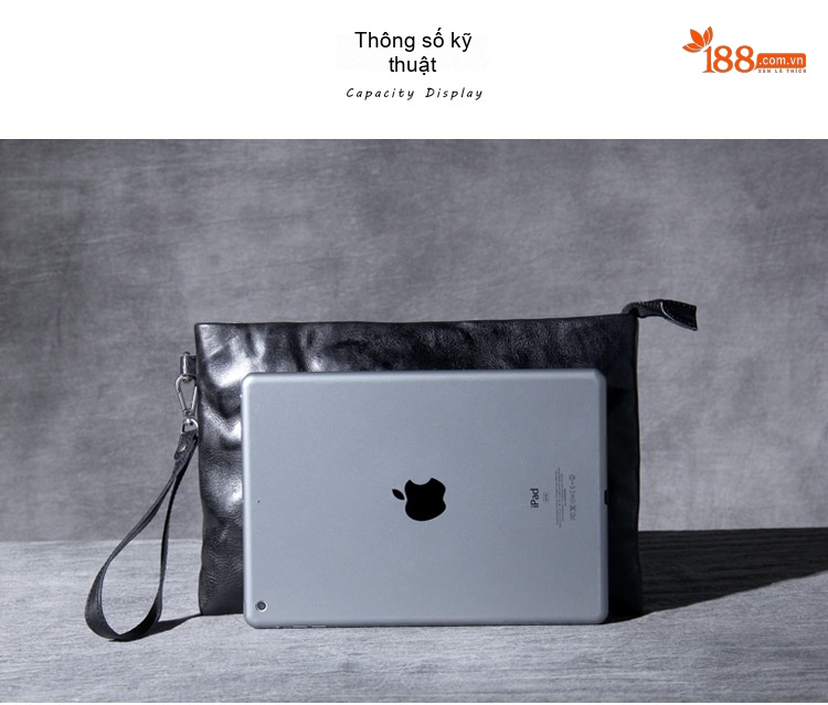 Ví Cầm Tay/Túi Clutch Da Bò Lớn Phong Cách Retro Đựng Tiền Điện Thoại Unisex Màu Đen, Nâu chi tiết 17