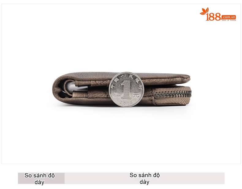 Ví Da Bò Nam Dáng Ngắn Vintage Nhiều Ngăn Màu Nâu, Xám Đen chi tiết 20