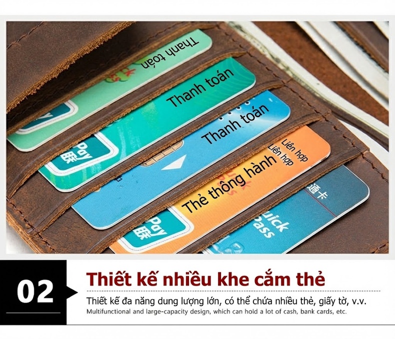 Ví Da Bò Thật Khóa Cài Phong Cách Retro Âu Mỹ Mỏng Nhẹ Màu Nâu Đỏ, Nâu, Đen, Đỏ... chi tiết 9