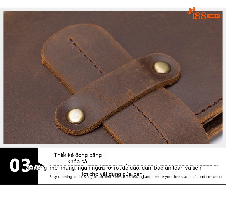 Ví Da Bò Thật Khóa Cài Phong Cách Retro Âu Mỹ Mỏng Nhẹ Màu Nâu Đỏ, Nâu, Đen, Đỏ... chi tiết 10