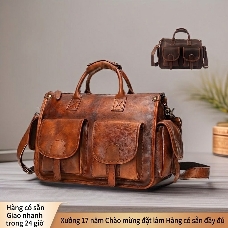 Ví Da Thật Dáng Dài Nam Da Bò Lớp Đầu Tiên Cỡ Lớn Màu Nâu chi tiết 15