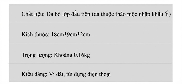 Ví Dài Cầm Tay Đa Năng Da Bò Ý Vân Vintage Có Khoá Kéo Đựng Điện Thoại Màu Nâu chi tiết 2