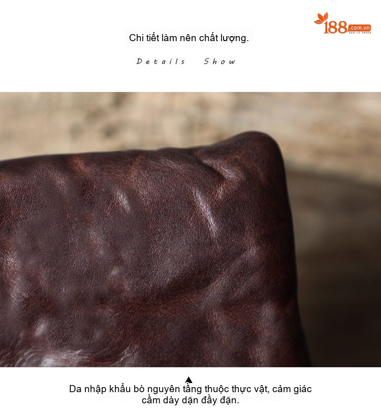 Ví Dài Cầm Tay Nam Da Bò Thủ Công Vintage Đựng Điện Thoại, Thẻ Màu Nâu chi tiết 5