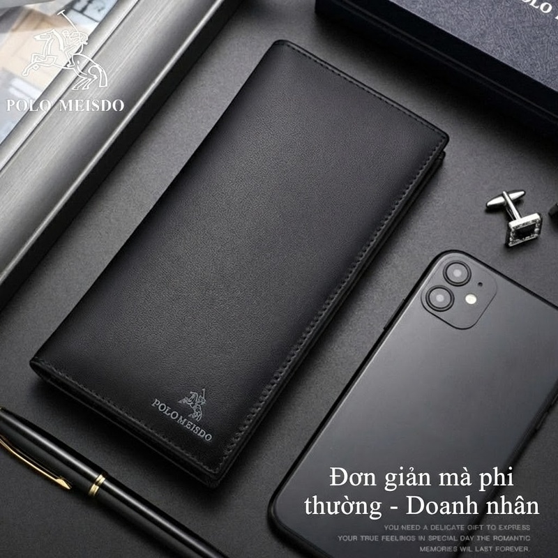 Ví Dài Cầm Tay Nữ Da Bò Khóa Kéo Nhiều Ngăn Phong Cách Retro Màu Đỏ, Nâu, Đen chi tiết 13