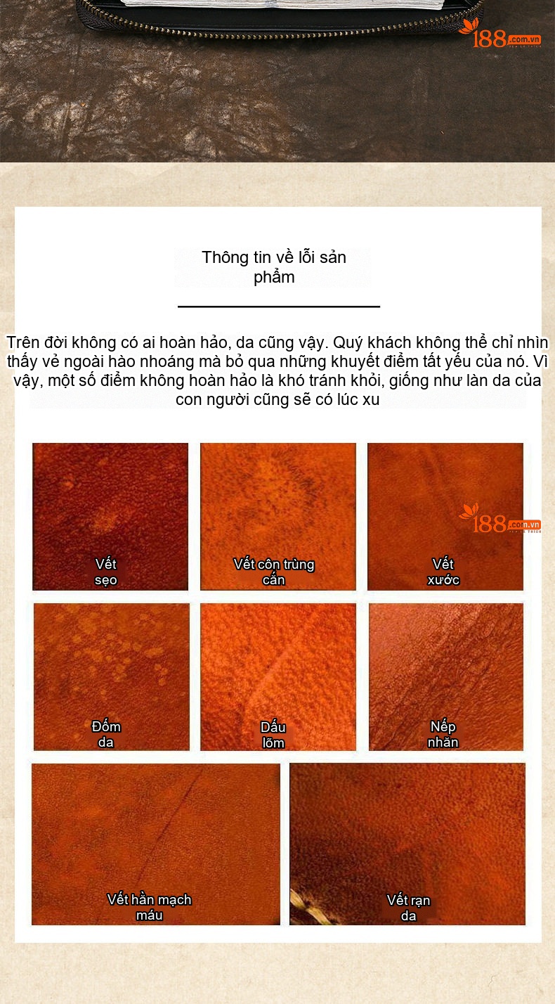 Ví Dài Cầm Tay Nữ Da Thật Dập Hoa Văn Cổ Điển Màu Nâu, Nâu Đậm chi tiết 17