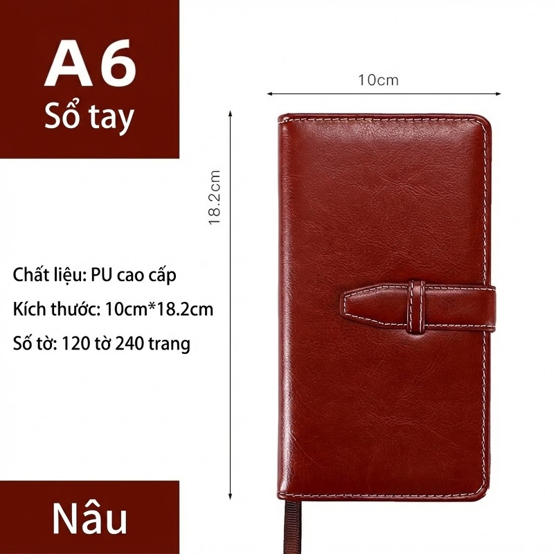 Ví Dài Nam Da Bò Nhiều Ngăn Cầm Tay Khóa Gài Phong Cách Retro Màu Nâu Đen chi tiết 8
