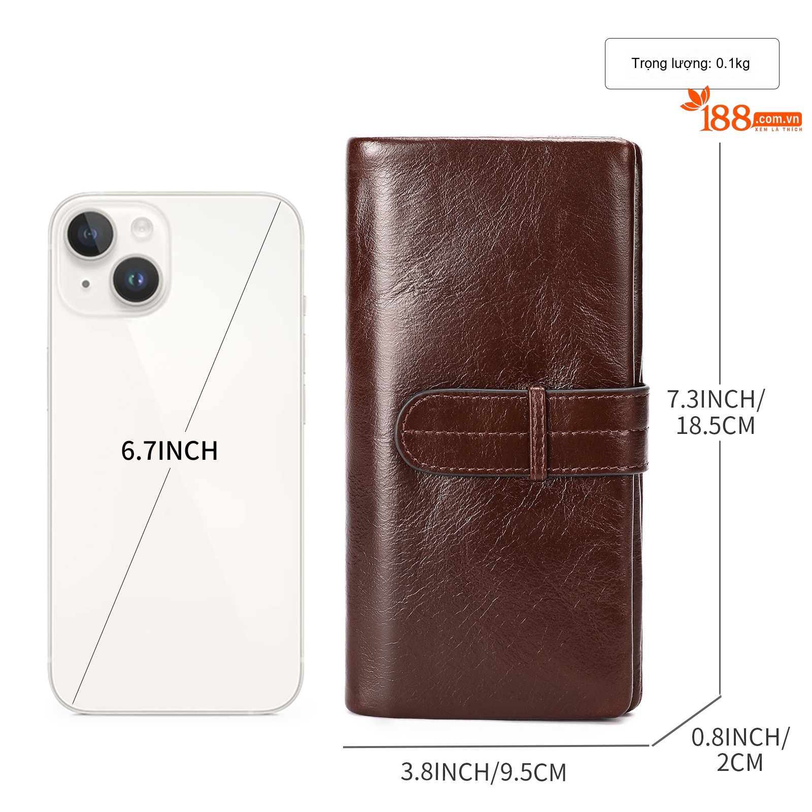 Ví Dài Nam Da Bò Nhiều Ngăn Cầm Tay Khóa Gài Phong Cách Retro Màu Nâu Đen chi tiết 12