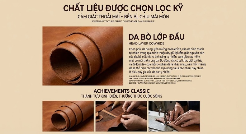 Ví Dài Nam Da Bò Thủ Công Khóa Gài Phong Cách Âu Mỹ Màu Nâu, Đen chi tiết 3