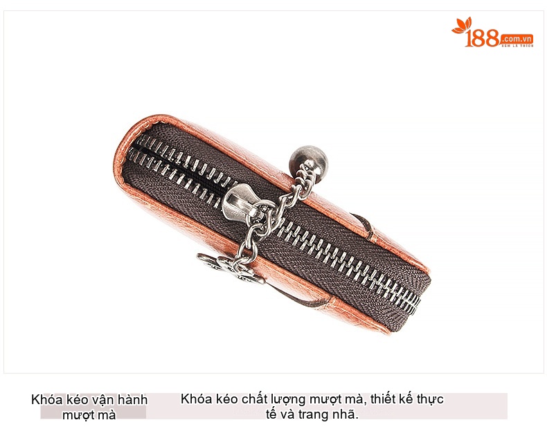Ví Dài Nữ Da Bò Cầm Tay Khóa Kéo Đựng Tiền, Điện Thoại Nhiều Ngăn Màu Nâu, Xanh Dương... chi tiết 22