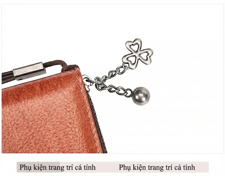 Ví Dài Nữ Da Bò Cầm Tay Khóa Kéo Đựng Tiền, Điện Thoại Nhiều Ngăn Màu Nâu, Xanh Dương... chi tiết 23
