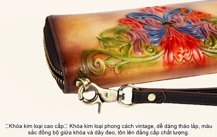 Ví Dài Nữ Da Bò Khóa Kéo Cầm Tay Phong Cách Âu Mỹ chi tiết 15
