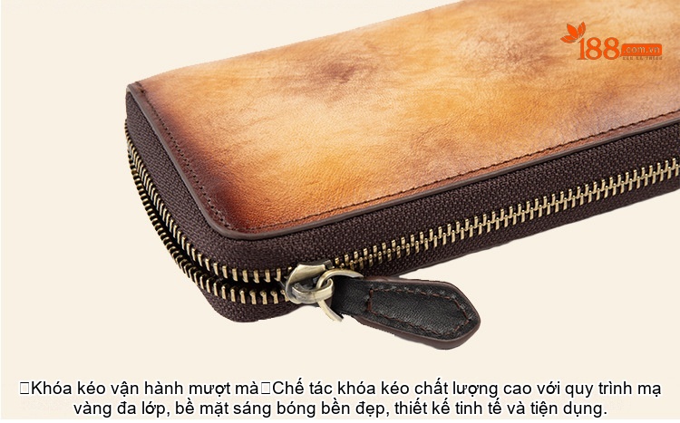 Ví Dài Nữ Da Bò Khóa Kéo Cầm Tay Phong Cách Âu Mỹ chi tiết 16