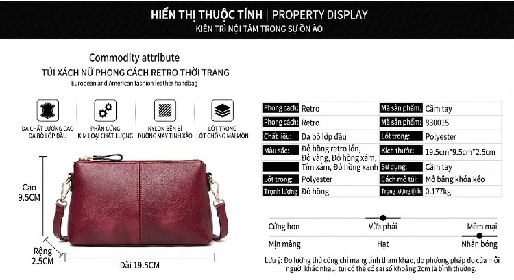 Ví Dài Nữ Da Bò Thật Dập Hoa Văn Cổ Điển, Cầm Tay, Nhiều Ngăn Màu Vàng, Xanh Lá, Hồng... chi tiết 18