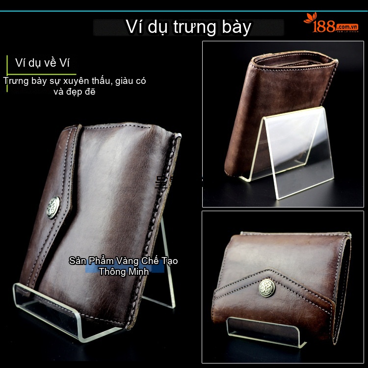 Ví Dài Nữ Da Bò Thủ Công Khóa Gài Phong Cách Âu Mỹ Màu Xanh Dương, Nâu, Đỏ chi tiết 12