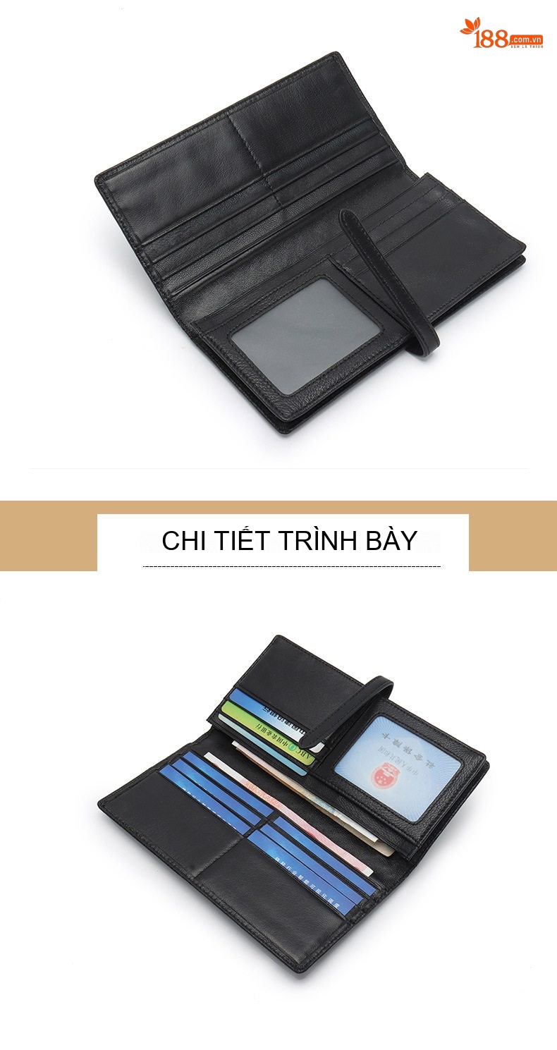 Ví Dài Nữ Da Cừu Thủ Công Đan Dệt 2 Gấp Phong Cách Hàn Quốc Màu Đen, Xanh Navy chi tiết 14