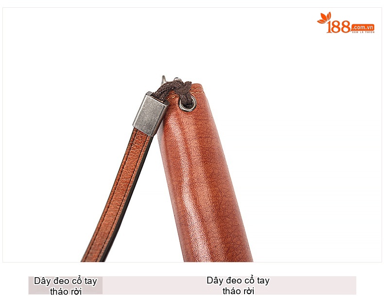 Ví Dài Nữ Da Thật Đựng Thẻ Tiền Điện Thoại Khóa Kéo Cầm Tay Màu Nâu, Xanh Dương, Hồng chi tiết 20