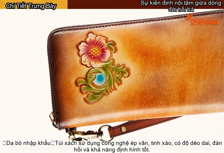 Ví Dài Nữ Da Thật Khóa Kéo Phong Cách Retro, Ví Cầm Tay Đa Năng Màu Nâu, Xanh Dương, Xanh Lá... chi tiết 18