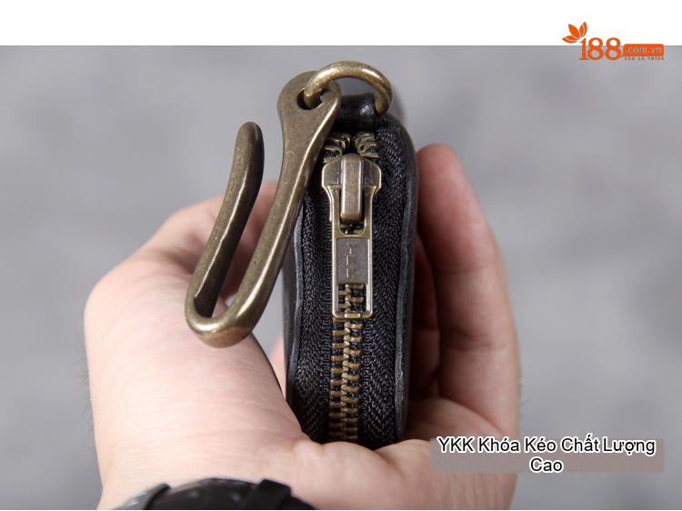 Ví Đựng Chìa Khóa Da Bò Móc Khóa Đồng Nguyên Chất Thủ Công Vintage Màu Đen, Nâu chi tiết 11