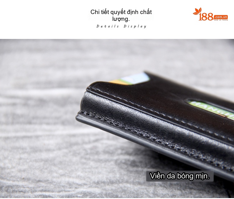 Ví Đựng Thẻ Da Bò Siêu Mỏng Thiết Kế Tối Giản Màu Đen, Nâu, Cam chi tiết 11