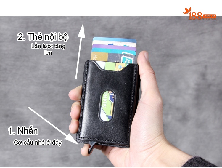 Ví Đựng Thẻ Da Bò Siêu Mỏng Thiết Kế Tối Giản Màu Đen, Nâu, Cam chi tiết 14