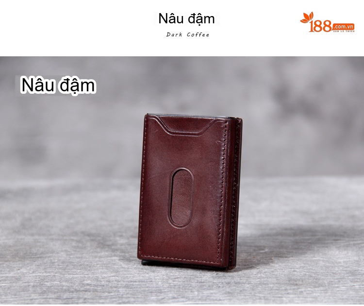 Ví Đựng Thẻ Da Bò Siêu Mỏng Thiết Kế Tối Giản Màu Đen, Nâu, Cam chi tiết 25