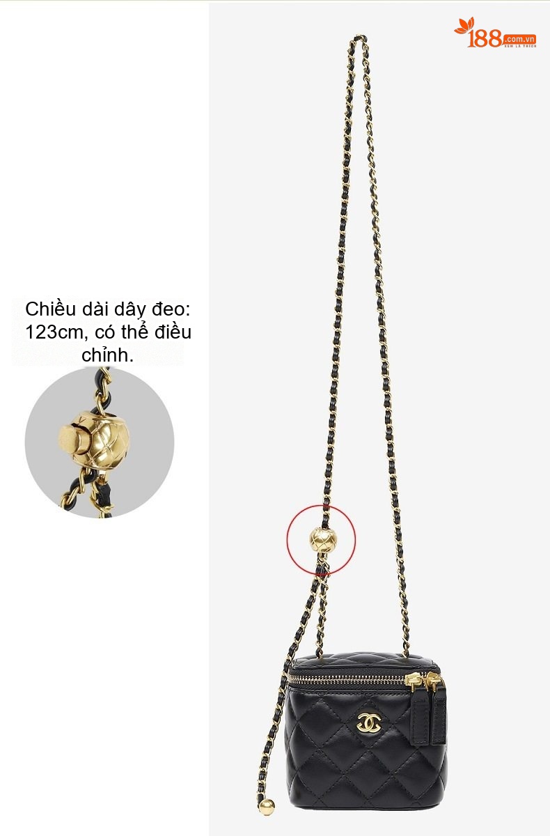 Ví Mini Đeo Chéo Dây Xích Da Bóng Hình Hộp Màu Đen, Trắng chi tiết 18