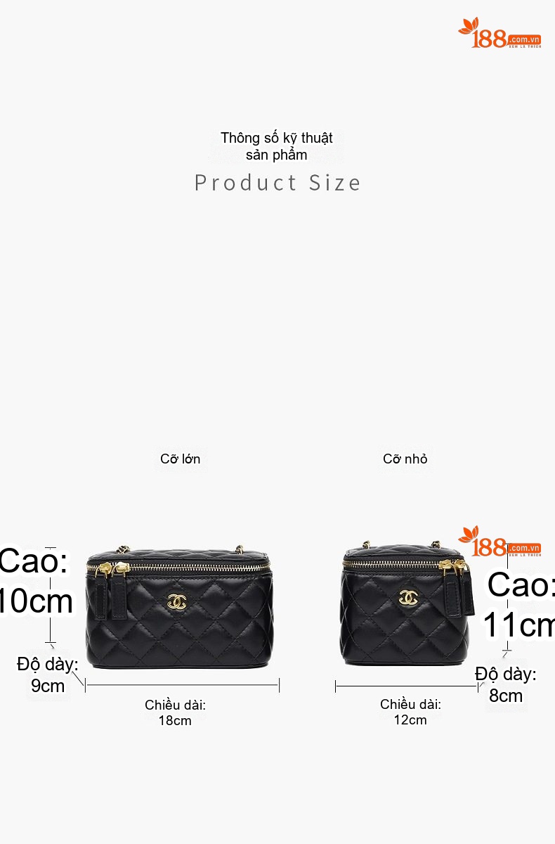 Ví Mini Đeo Chéo Dây Xích Da Bóng Hình Hộp Màu Đen, Trắng chi tiết 8