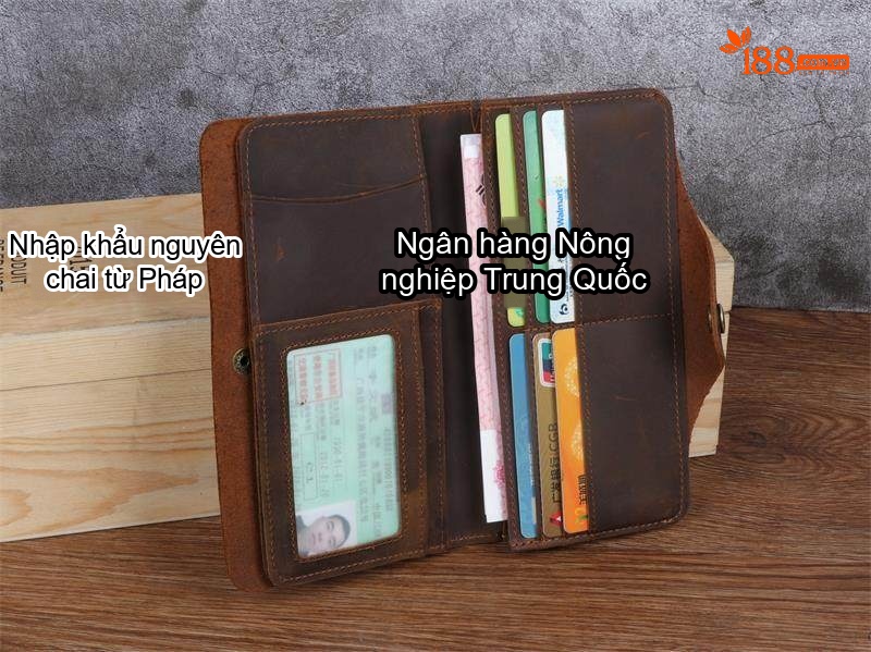 Ví Nam Dáng Dài Da Bò Sáp (Crazy Horse) Khóa Bấm Cổ Điển Màu Nâu chi tiết 14