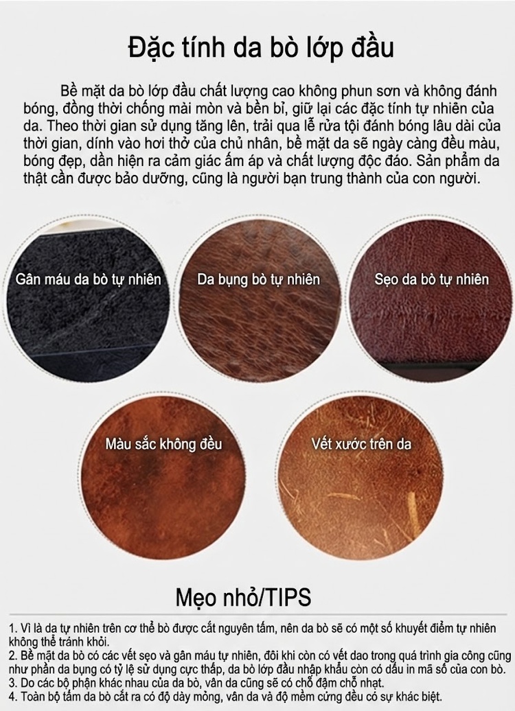 Ví Ngắn Nam Nữ Da Bò Thủ Công Vintage Siêu Mỏng Màu Nâu, Đen chi tiết 6