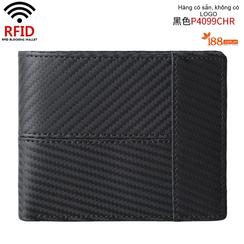 Ví Ngắn Nam TIDING Phong Cách Doanh Nhân Thiết Kế Đơn Giản Vải Sợi Carbon Màu Đen